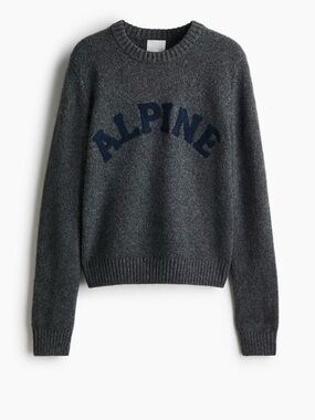 H&M Gray Crewneck Sweater with Navy 'ALPINE' Graphic